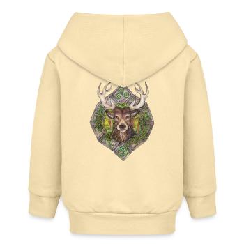 Hirsch mit Steinkreis Lebensbaum Kelten Natur - Baby Organic Kapuzenjacke Baby Connector von Stanley/Stella - Creme - Hinten