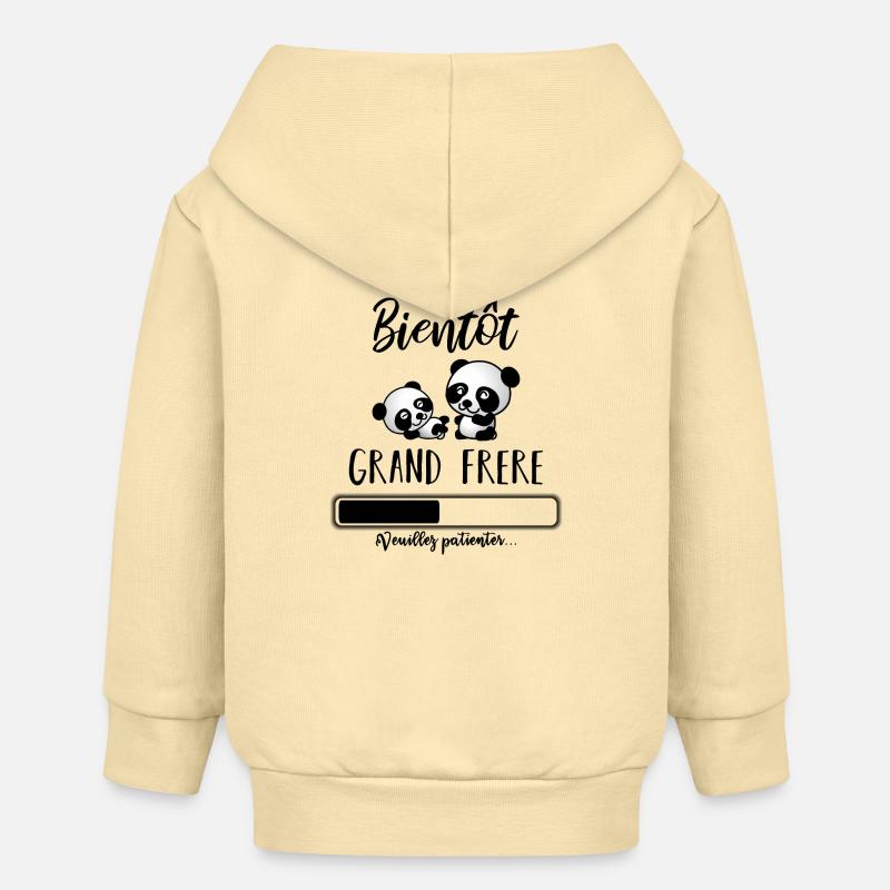 Bientôt grand frère - Veste à capuche bébé bio Stanley/Stella - crème