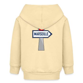 T-Shirt Logo Humor Marseille Richtung - Baby Organic Kapuzenjacke Baby Connector von Stanley/Stella - Creme - Hinten
