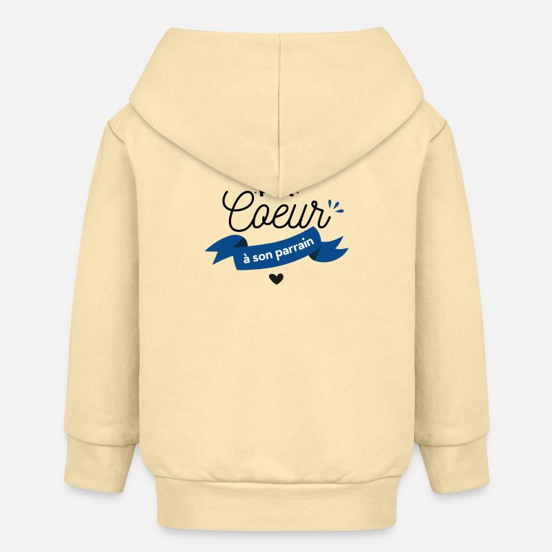 Petit cœur à son parrain - Veste à capuche bébé bio Stanley/Stella - crème