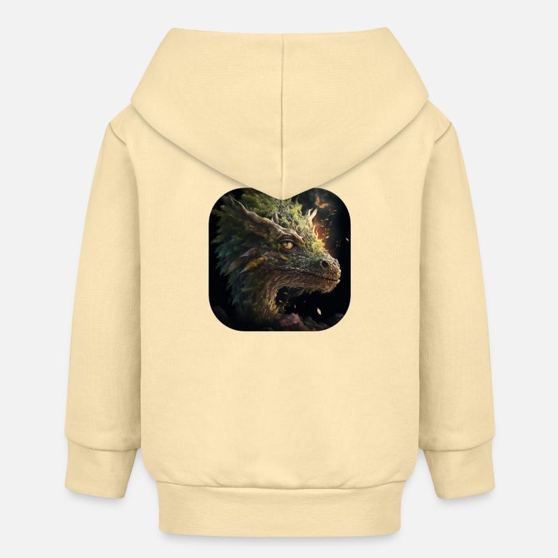 Mystique ancien dragon de la forêt - Veste à capuche bébé bio Stanley/Stella - crème