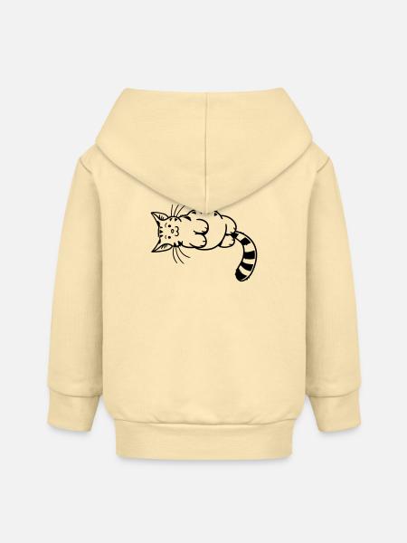 Chaton de dessin animé - Veste à capuche bébé bio Stanley/Stella - crème