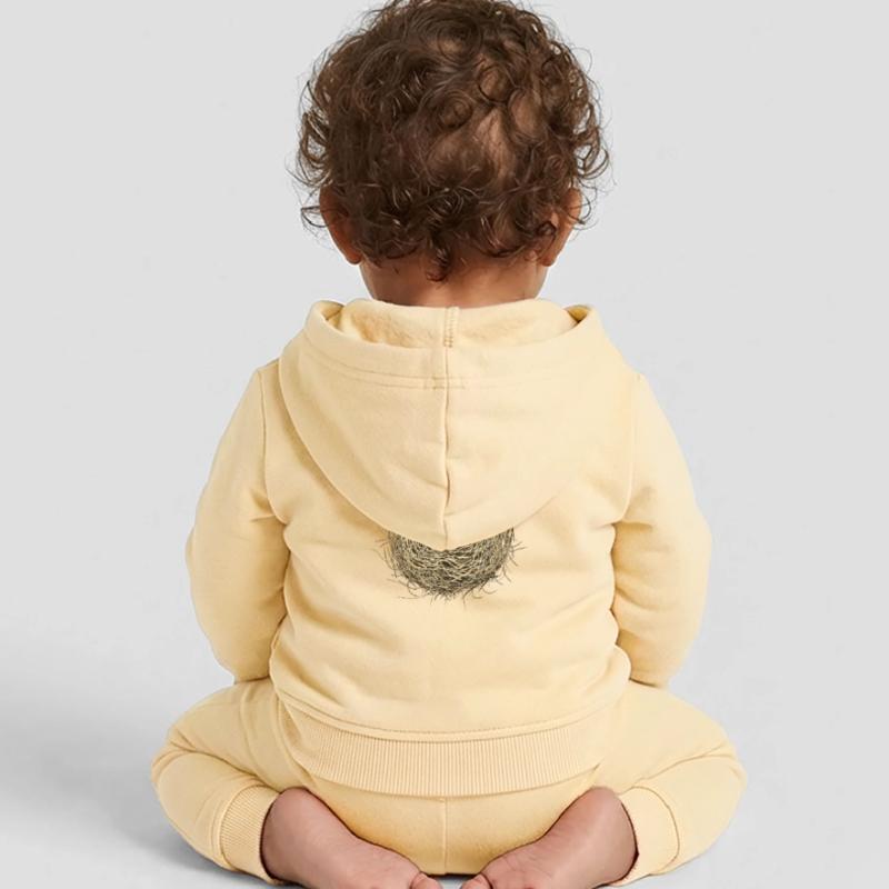 Vogelnest oder Osternest mit drei Vogel Eier Baby Organic Kapuzenjacke Baby Connector von Stanley/Stella