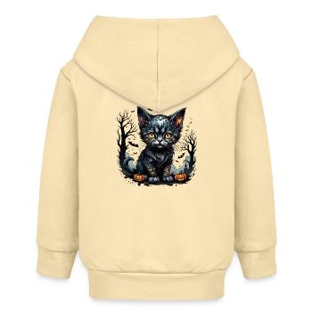 Halloween-Nacht mit Kätzchen und Kürbissen. - Baby Organic Kapuzenjacke Baby Connector von Stanley/Stella - Creme - Hinten