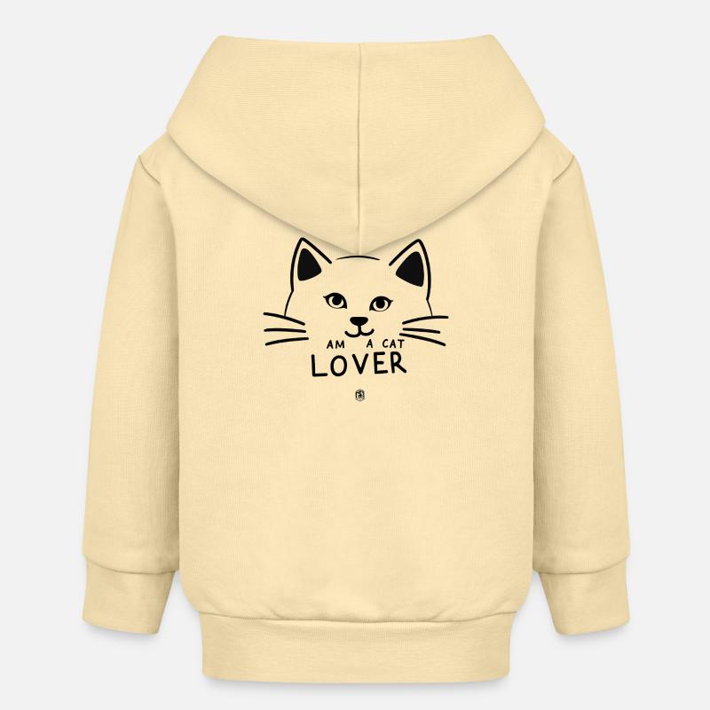 Silhouette Chat Amoureux Linéaire - Veste à capuche bébé bio Stanley/Stella - crème