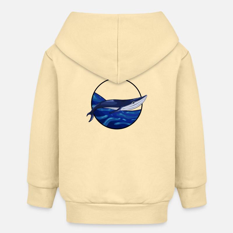 Baleine bleue en nage - Veste à capuche bébé bio Stanley/Stella - crème