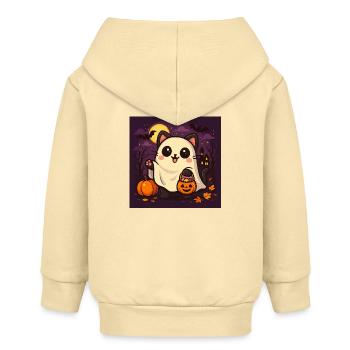 Cuddly Halloween Ghost Cat - Baby Organic Zip-up Hoodie by Stanley/Stella - cream - Back