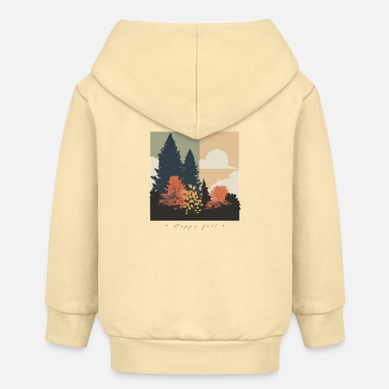 Silhouette de forêt d’automne - Veste à capuche bébé bio Stanley/Stella - crème