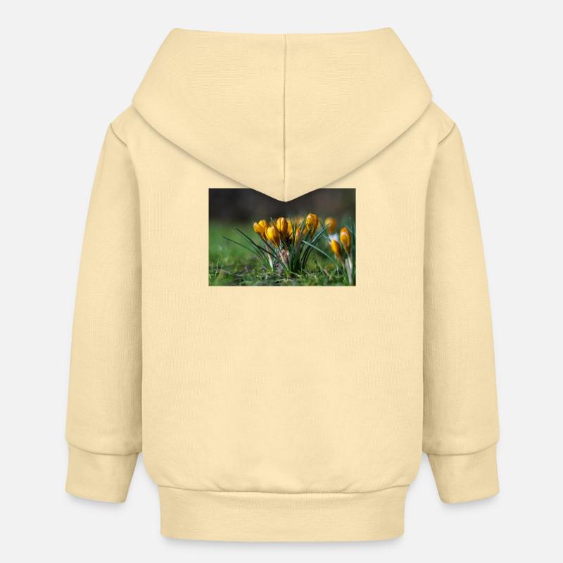 Gros plan de fleurs - Veste à capuche bébé bio Stanley/Stella - crème