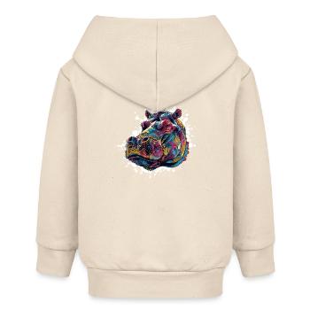 Bunter Hippo Farbspritzer - Baby Organic Kapuzenjacke Baby Connector von Stanley/Stella - Natur - Hinten