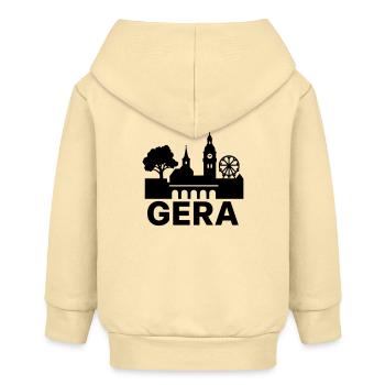 Gera Stadt Wahrzeichen Silhouette - Baby Organic Kapuzenjacke Baby Connector von Stanley/Stella - Creme - Hinten