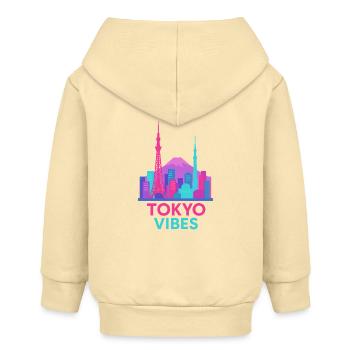 Tokyo Vibes Skyline Silhouette Stadt Japan  - Baby Organic Kapuzenjacke Baby Connector von Stanley/Stella - Creme - Hinten
