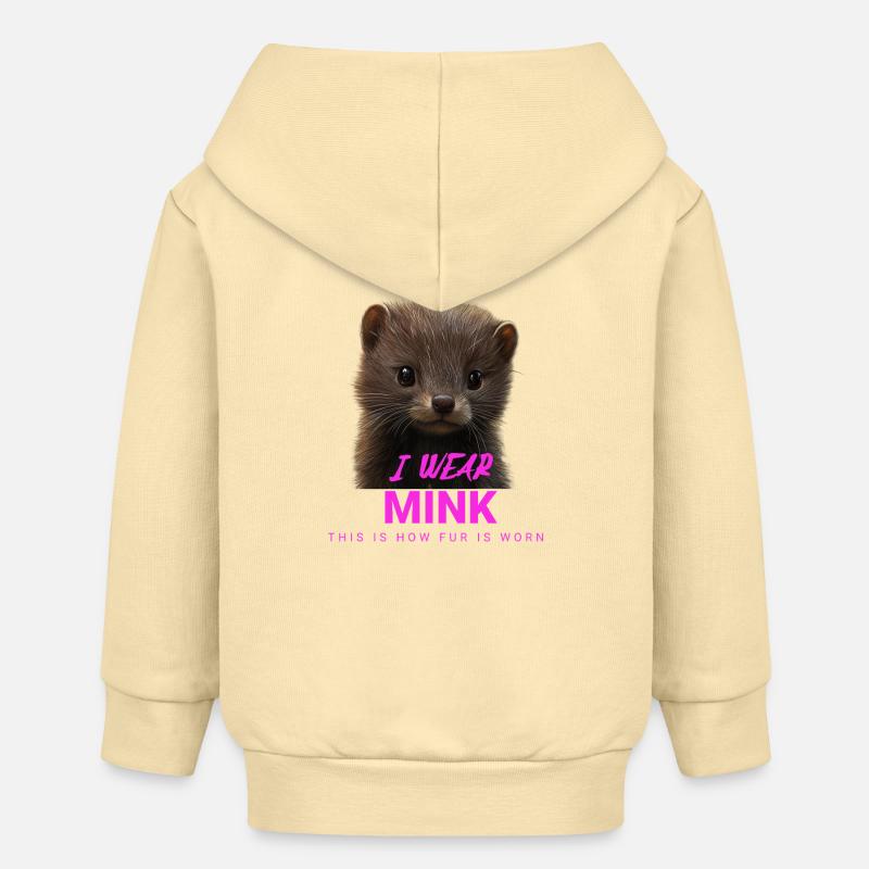 I Wear Mink – Déclaration anti-fourrure - Veste à capuche bébé bio Stanley/Stella - crème