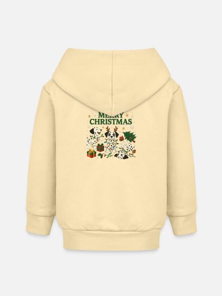 Dalmatiner im Weihnachtsdesign - Baby Organic Kapuzenjacke Baby Connector von Stanley/Stella - Creme