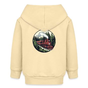 Dampflok im Wald - Baby Organic Kapuzenjacke Baby Connector von Stanley/Stella - Creme - Hinten