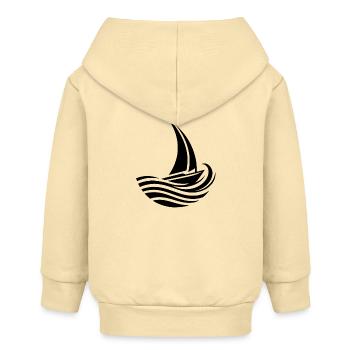 Minimalistisch maritim Segelboot trifft Welle - Baby Organic Kapuzenjacke Baby Connector von Stanley/Stella - Creme - Hinten