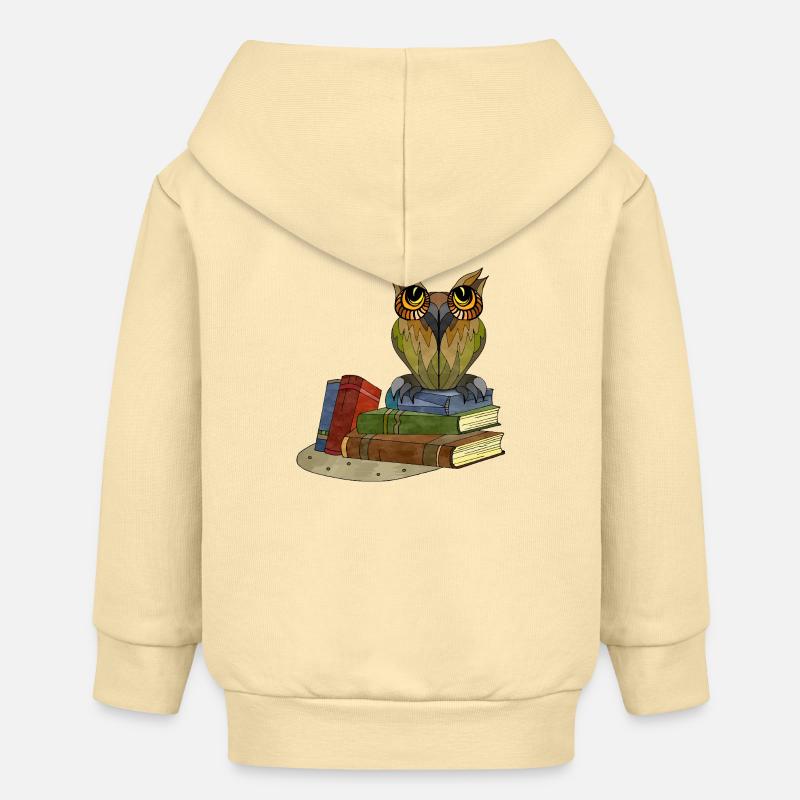 Oiseau-hibou - Veste à capuche bébé bio Stanley/Stella - crème