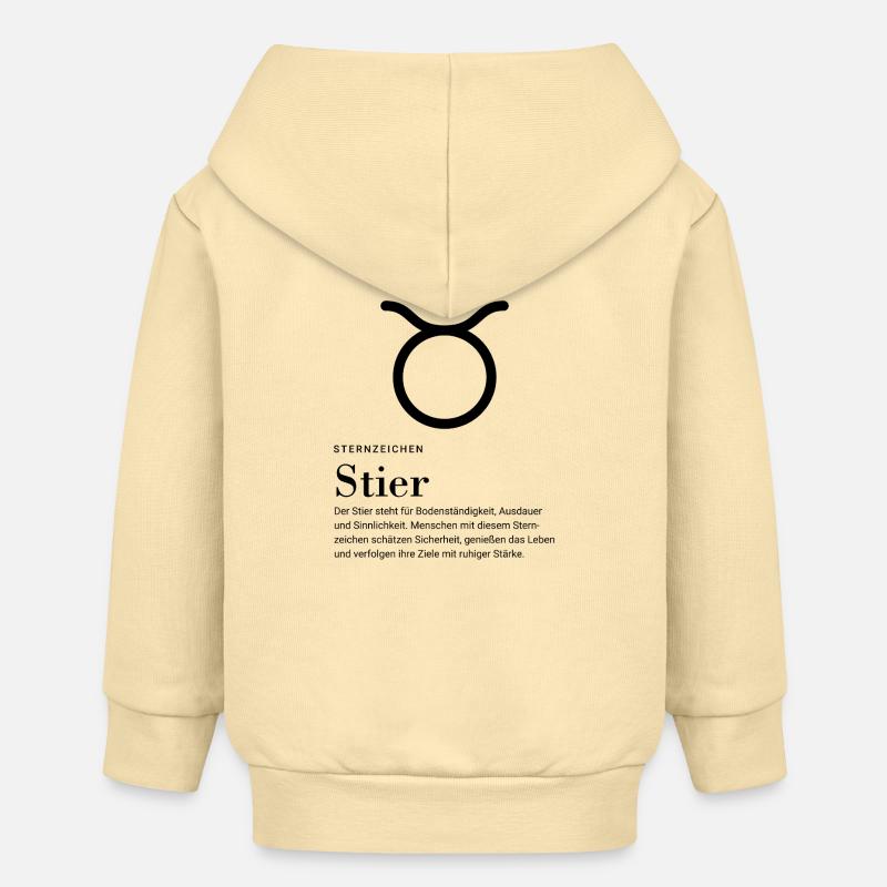 Signe du zodiaque Taureau - Veste à capuche bébé bio Stanley/Stella - crème