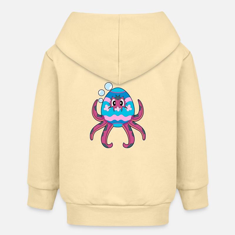 Octopus Easter Easter Egg - Baby Organic Zip-up Hoodie by Stanley/Stella - cream