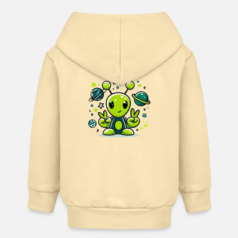 Extraterrestre vert dans l’espace - Veste à capuche bébé bio Stanley/Stella - crème