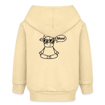 Yoga Cow Meditation Moo Comic Vector - Baby Organic Zip-up Hoodie by Stanley/Stella - cream - Back