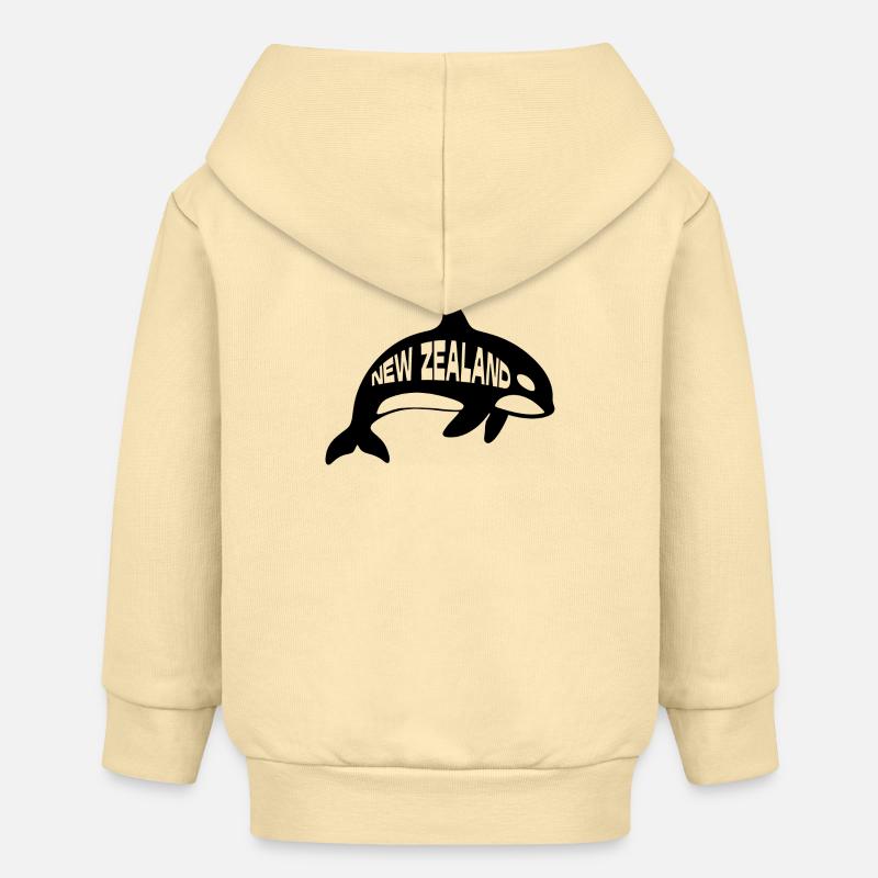 Nouvelle-Zélande Orque épaulard - Veste à capuche bébé bio Stanley/Stella - crème