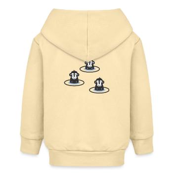 Drei japanische Schneeaffen, Makaken im Onsen, blau, - Baby Organic Kapuzenjacke Baby Connector von Stanley/Stella - Creme - Hinten