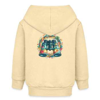 Tropen-Entdecker Binokular-Illustration - Baby Organic Kapuzenjacke Baby Connector von Stanley/Stella - Creme - Hinten
