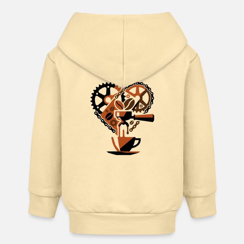 Paysage mental du cycle du café steampunk - Veste à capuche bébé bio Stanley/Stella - crème