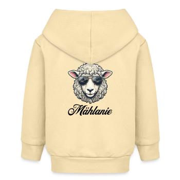 Mählanie Sheep with Sunglasses - Baby Organic Zip-up Hoodie by Stanley/Stella - cream - Back