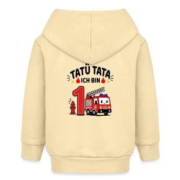 Feuerwehr Geburtstag 1 Jahr Shirt Ich bin 1 - Baby Organic Kapuzenjacke Baby Connector von Stanley/Stella - Creme - Hinten
