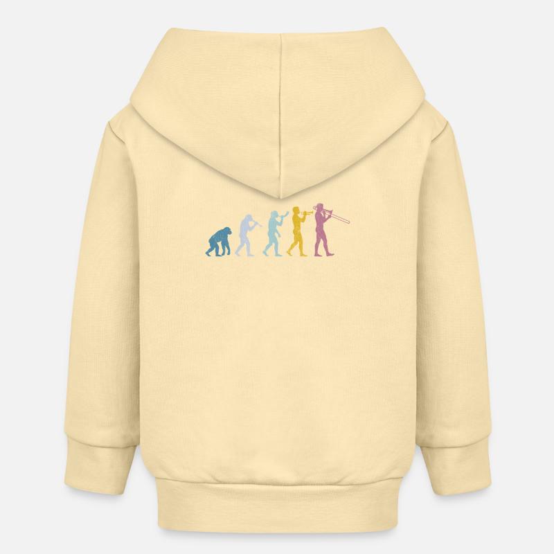 Trombone Evolution - Baby Organic Zip-up Hoodie by Stanley/Stella - cream
