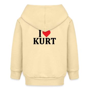 T-Shirt-Name Ich liebe Kurt T-Shirt Geschenkidee - Baby Organic Kapuzenjacke Baby Connector von Stanley/Stella - Creme - Hinten