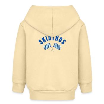 Skiathos Crossed Greek Flags - Baby Organic Zip-up Hoodie by Stanley/Stella - cream - Back