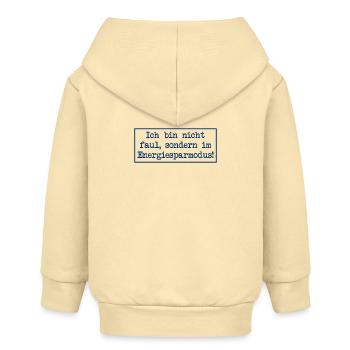 Je ne suis pas paresseux, je suis en mode économie d’énergie ! - Veste à capuche bébé bio Stanley/Stella - crème - Dos