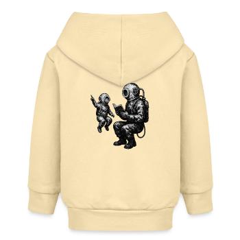 Vintage Tiefseetaucher mit Kind – Schwarzweiß - Baby Organic Kapuzenjacke Baby Connector von Stanley/Stella - Creme - Hinten