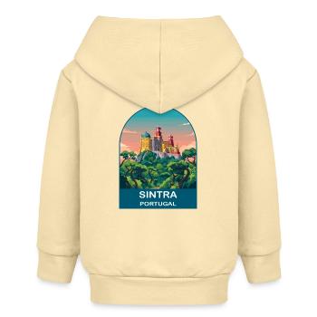 Sintra Portugal Vintage Travel Poster Art - Baby Organic Zip-up Hoodie by Stanley/Stella - cream - Back