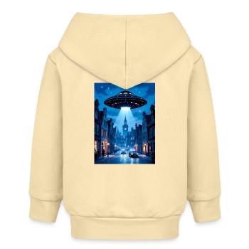 Belgische Welle – UFOs am Himmel - Baby Organic Kapuzenjacke Baby Connector von Stanley/Stella - Creme - Hinten
