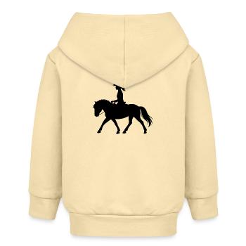 Pferdereiter Silhouette im Westernstil - Baby Organic Kapuzenjacke Baby Connector von Stanley/Stella - Creme - Hinten