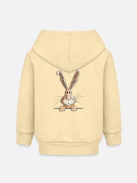 Lustiger Hase - Baby Organic Kapuzenjacke Baby Connector von Stanley/Stella - Creme