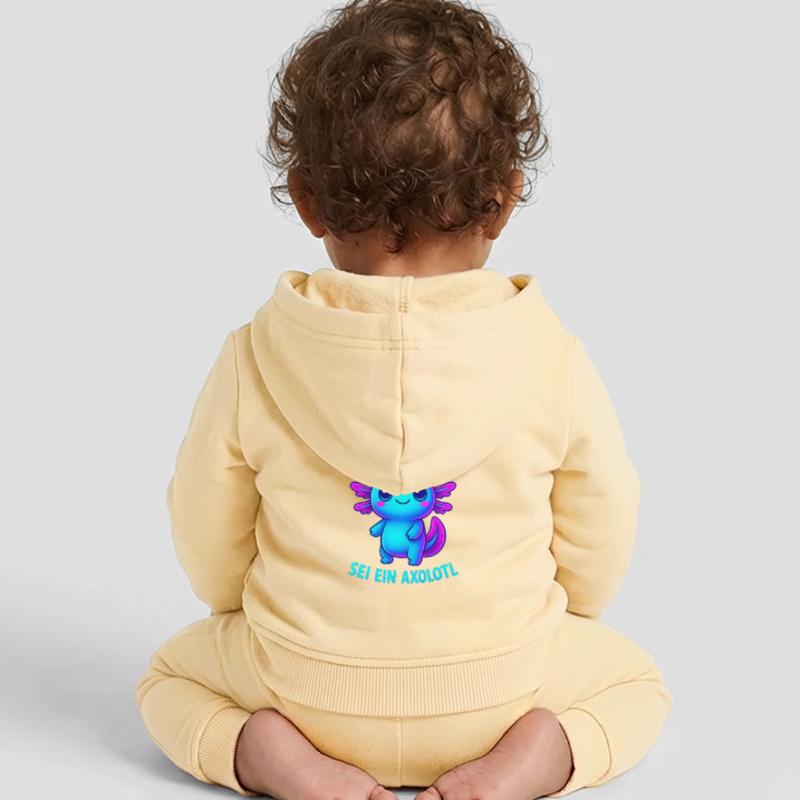 Bleib locker sei ein Axolotl | Neon Spruch Design Baby Organic Kapuzenjacke Baby Connector von Stanley/Stella