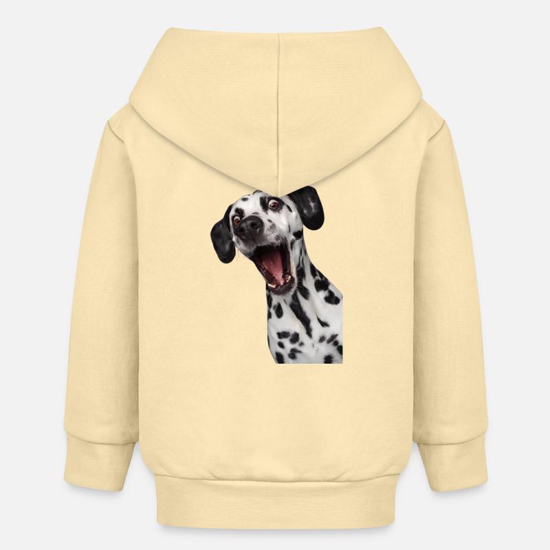 Dalmatien Étonné Portrait - Veste à capuche bébé bio Stanley/Stella - crème