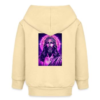 Neon Jesus mit Heiligenschein - Baby Organic Kapuzenjacke Baby Connector von Stanley/Stella - Creme - Hinten
