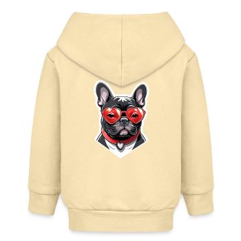 Französische Bulldogge mit Herzbrille und Halsband - Baby Organic Kapuzenjacke Baby Connector von Stanley/Stella - Creme - Hinten