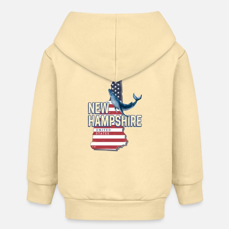 Souvenir du New Hampshire, États-Unis, - Veste à capuche bébé bio Stanley/Stella - crème