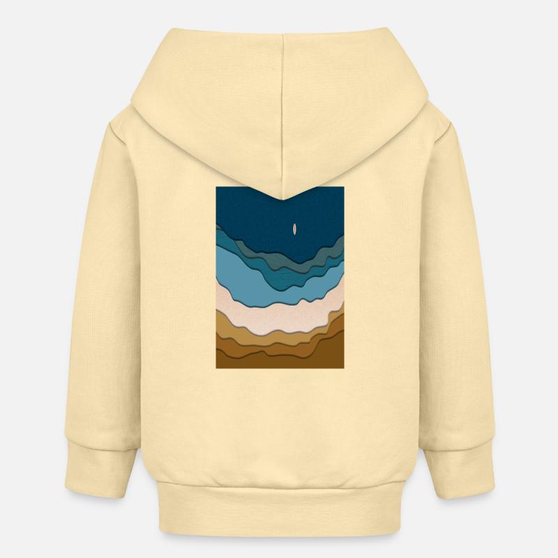 Design abstrait de plage - planche de surf dans l’océan - Veste à capuche bébé bio Stanley/Stella - crème