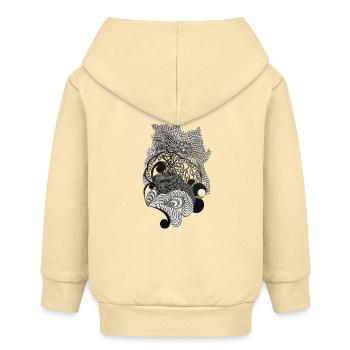 Black and White Decorative Waves Pattern - Baby Organic Zip-up Hoodie by Stanley/Stella - cream - Back
