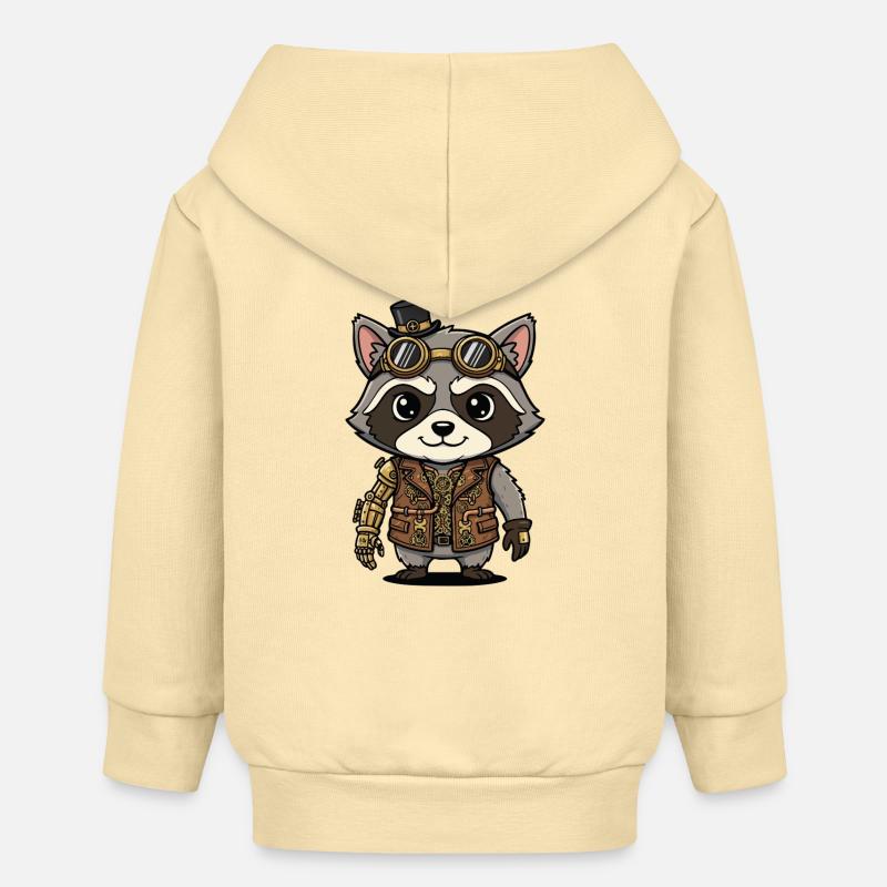 Raton Laveur Steampunk Bras Robotique Ingénieur - Veste à capuche bébé bio Stanley/Stella - crème