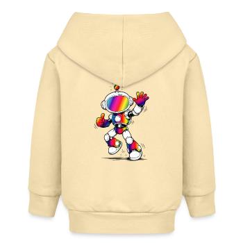 Regenbogen Roboter Futuristisch Buntes Design - Baby Organic Kapuzenjacke Baby Connector von Stanley/Stella - Creme - Hinten