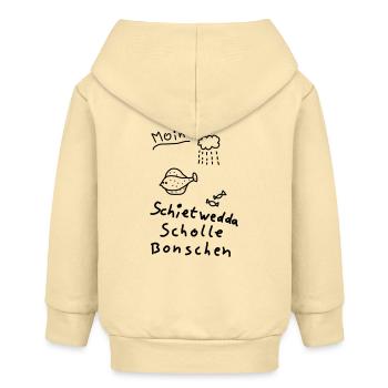 Typisch Nordisch Plattdeutsch Moin Scholle Bonsche - Baby Organic Kapuzenjacke Baby Connector von Stanley/Stella - Creme - Hinten